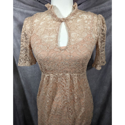 Hope And Ivy Cream Floral Lace Keyhole Dress Size 6