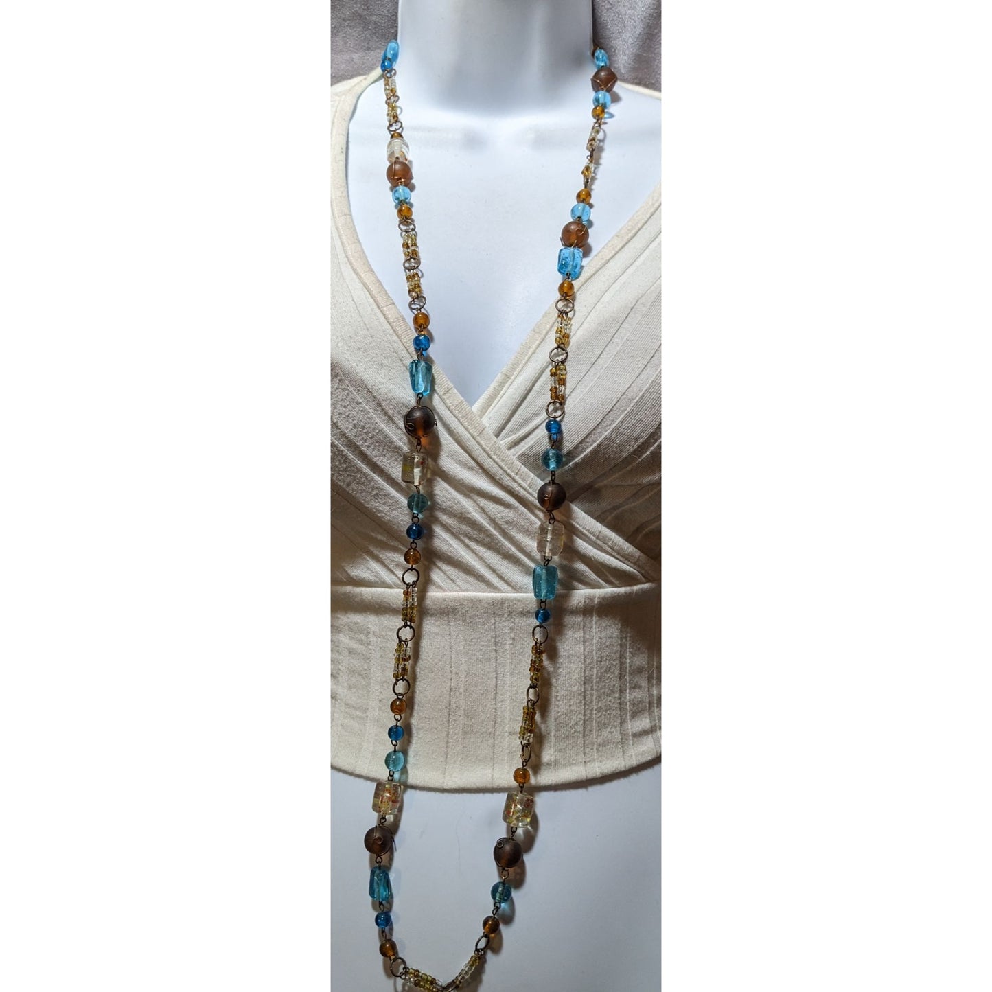 Vintage Bohemian Earthy Glass Beaded Necklace