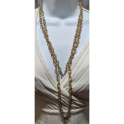 Textured Gold Chain Opera Length Necklace