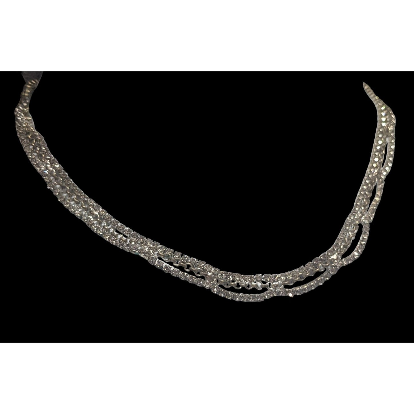 Claire's Silver Multilayer Rhinestone Necklace