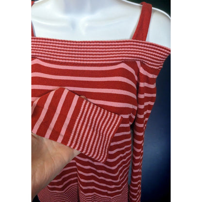 Vintage Takeout Pink And Red Striped Top