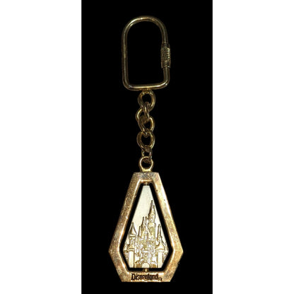 Y2K Disney Disneyland Tinker Bell Spinning Castle Gold Tone Keychain