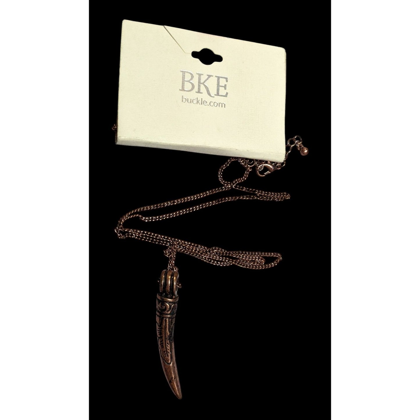 Buckle Copper Tone Distressed Engraved Claw Necklace