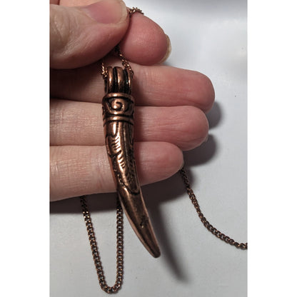 Buckle Copper Tone Distressed Engraved Claw Necklace