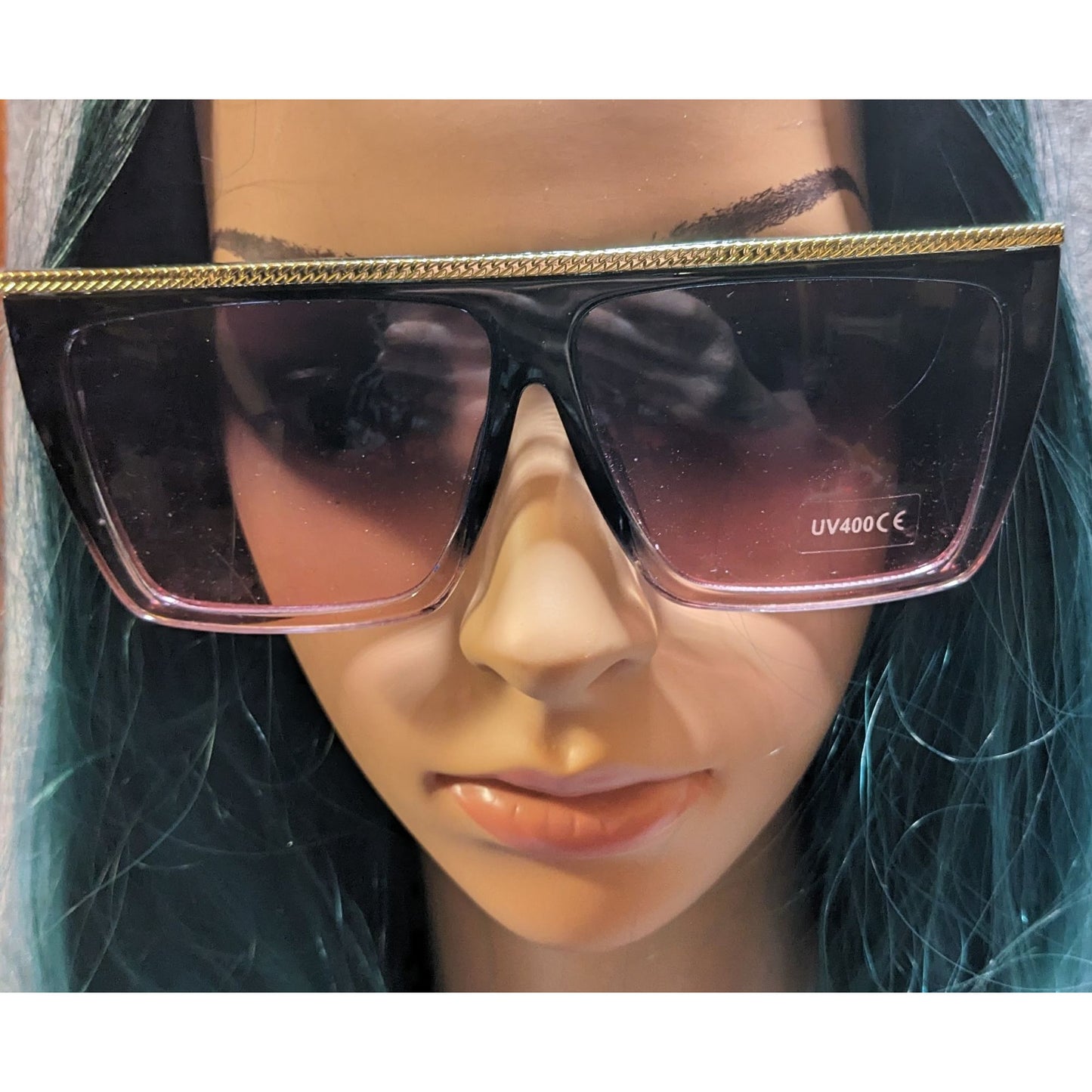 Shade Shaks Black And Pink Gold Accent Sunglasses