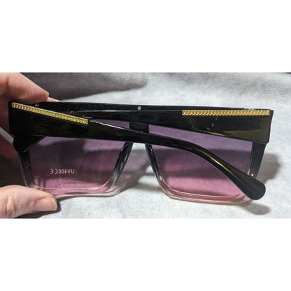 Shade Shaks Black And Pink Gold Accent Sunglasses