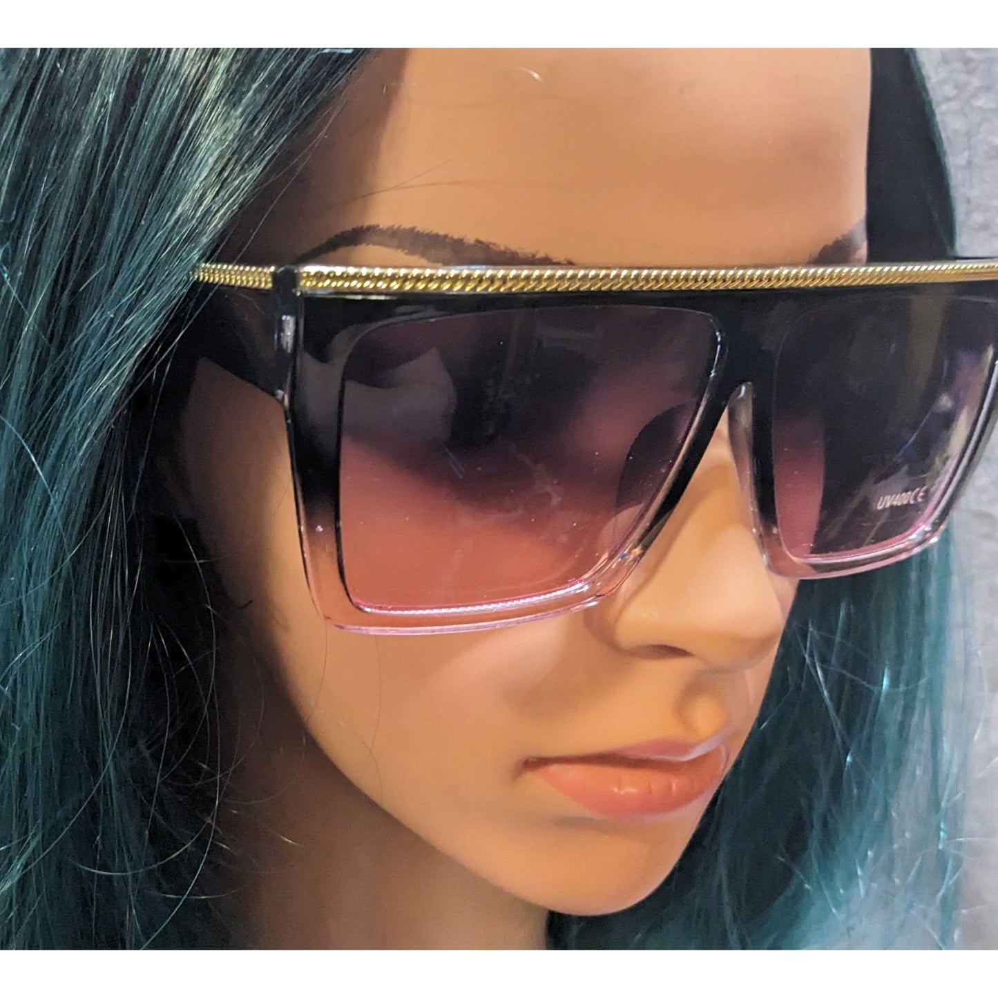 Shade Shaks Black And Pink Gold Accent Sunglasses