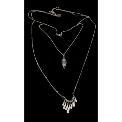 American Eagle Layered Charm Necklace Silver Tone Y2K Boho Festival