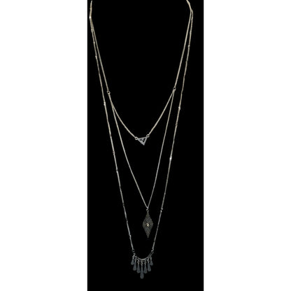 American Eagle Layered Charm Necklace Silver Tone Y2K Boho Festival