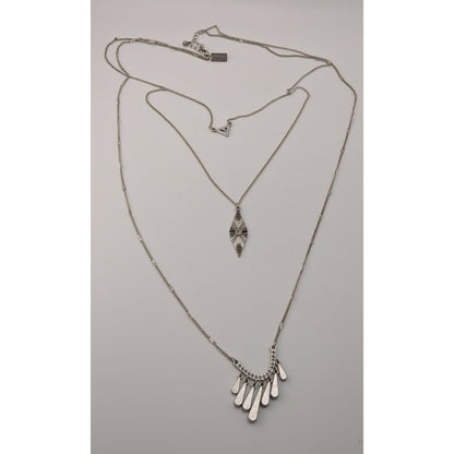 American Eagle Layered Charm Necklace Silver Tone Y2K Boho Festival