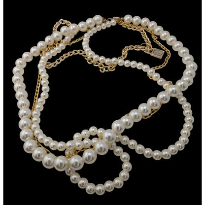 Elegant Glam Layered Gold Chain & Faux Pearl Necklace With Padlock Charm