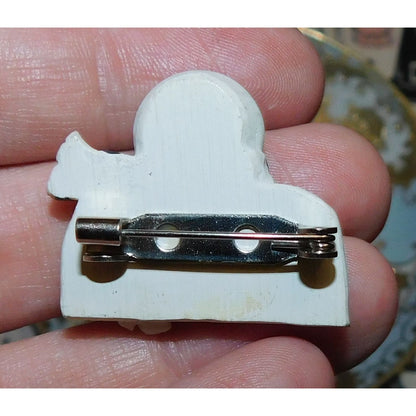 Vintage  Rustic  Snowman Wood-Look Brooch