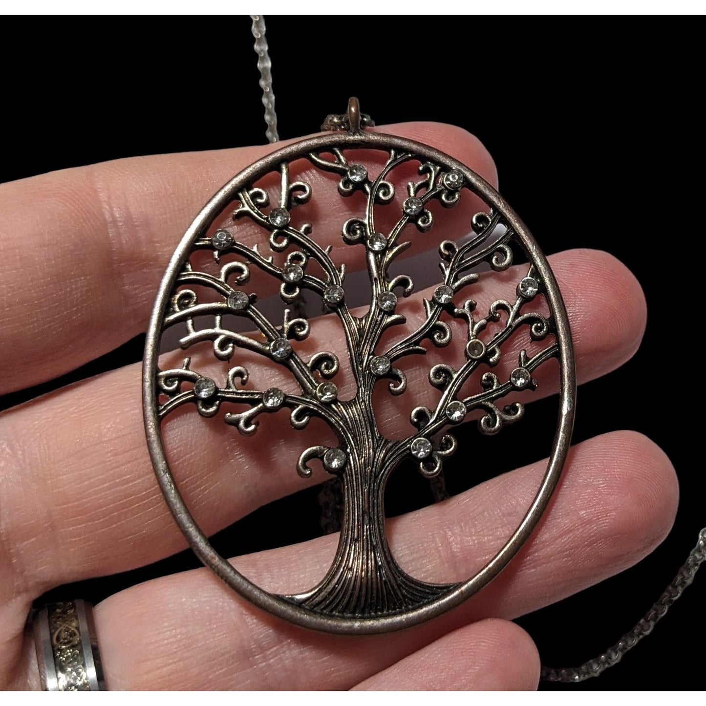 Silver Gemmed Tree Of Life Pendant Necklace