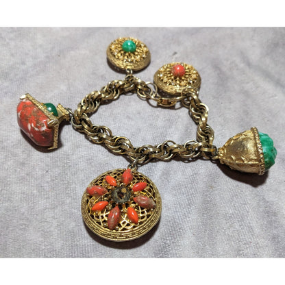 Vintage Etruscan Revival Charm Bracelet