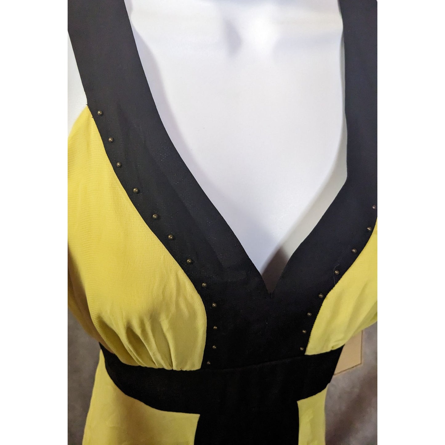 Jonathan Martin Yellow And Black Chiffon Dress