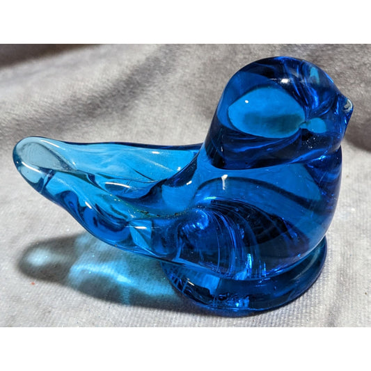 Terra Studios Signed Blue Art Glass Bird