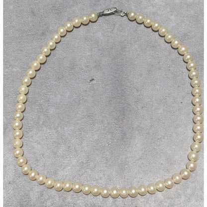 Vintage Japan Faux Pearl Necklace With Silver Clasp