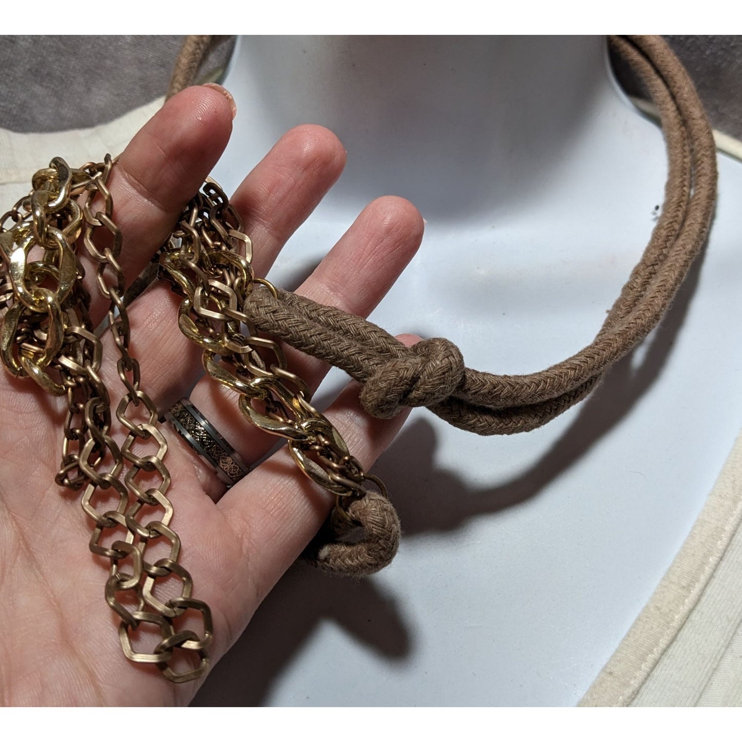 Rustic Brown And Gold Statement Necklace