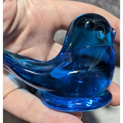 Terra Studios Signed Blue Art Glass Bird