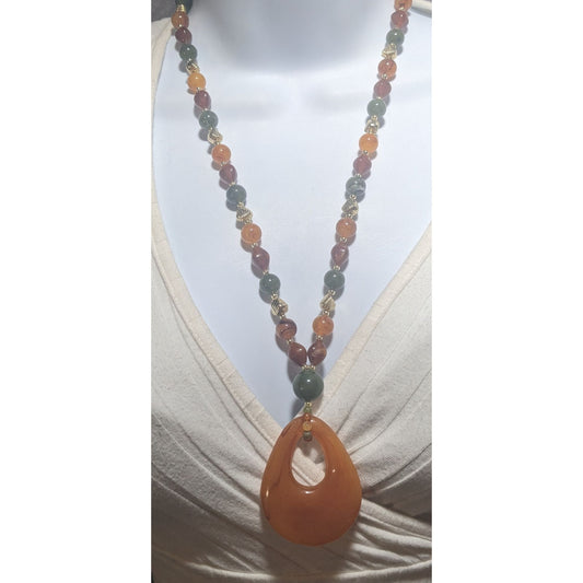 Autumn Beaded Pendant Necklace