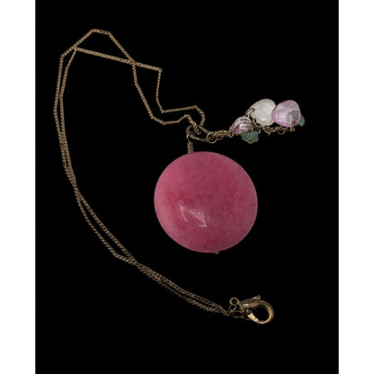 Handmade Stone Pendant Necklace Pink Gold Fairycore Nature Charms