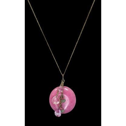 Handmade Stone Pendant Necklace Pink Gold Fairycore Nature Charms