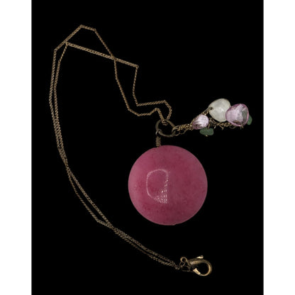 Handmade Stone Pendant Necklace Pink Gold Fairycore Nature Charms