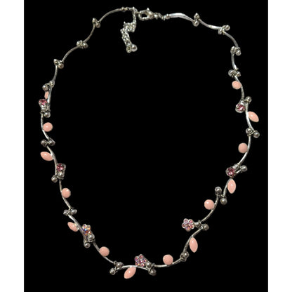 Pink Floral Rhinestone Neckalce