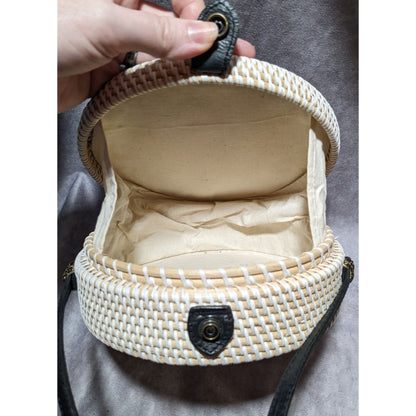 Retro Round Woven Rattan Crossbody Purse