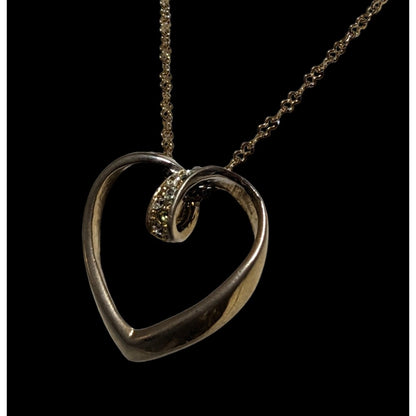 Open Heart-Shaped Rhinestone Pendant Necklace