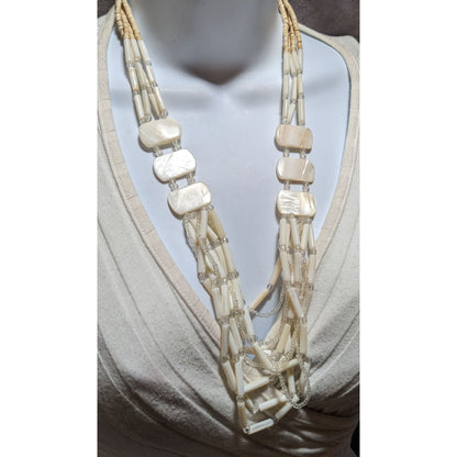 Mother Of Pearl Cream Beaded Shell Necklace