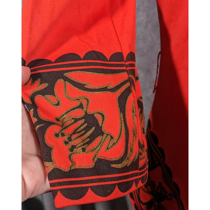 Vintage 70s Miss Shaheen Red And Black Gothic Tunic Size 12