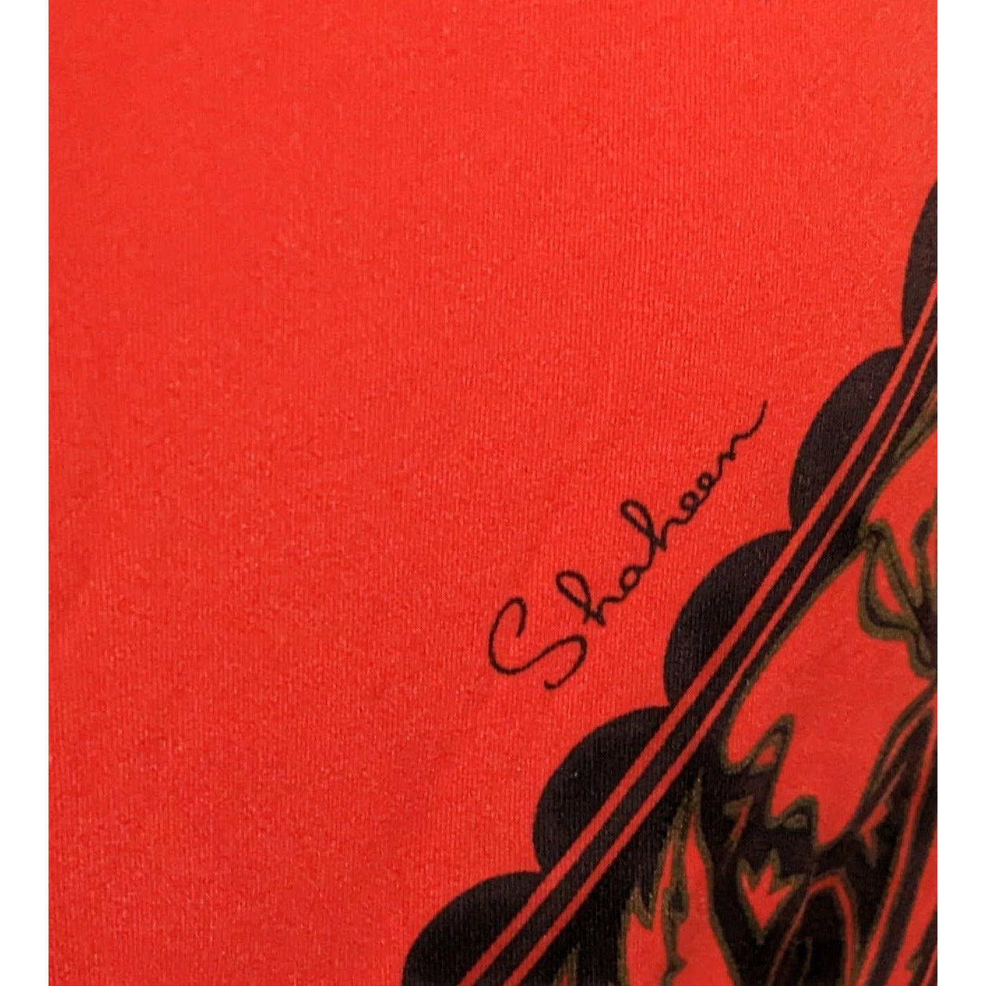 Vintage 70s Miss Shaheen Red And Black Gothic Tunic Size 12