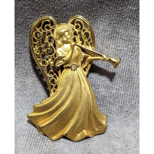 Vintage Jonette Jewelry Gold Angel Brooch