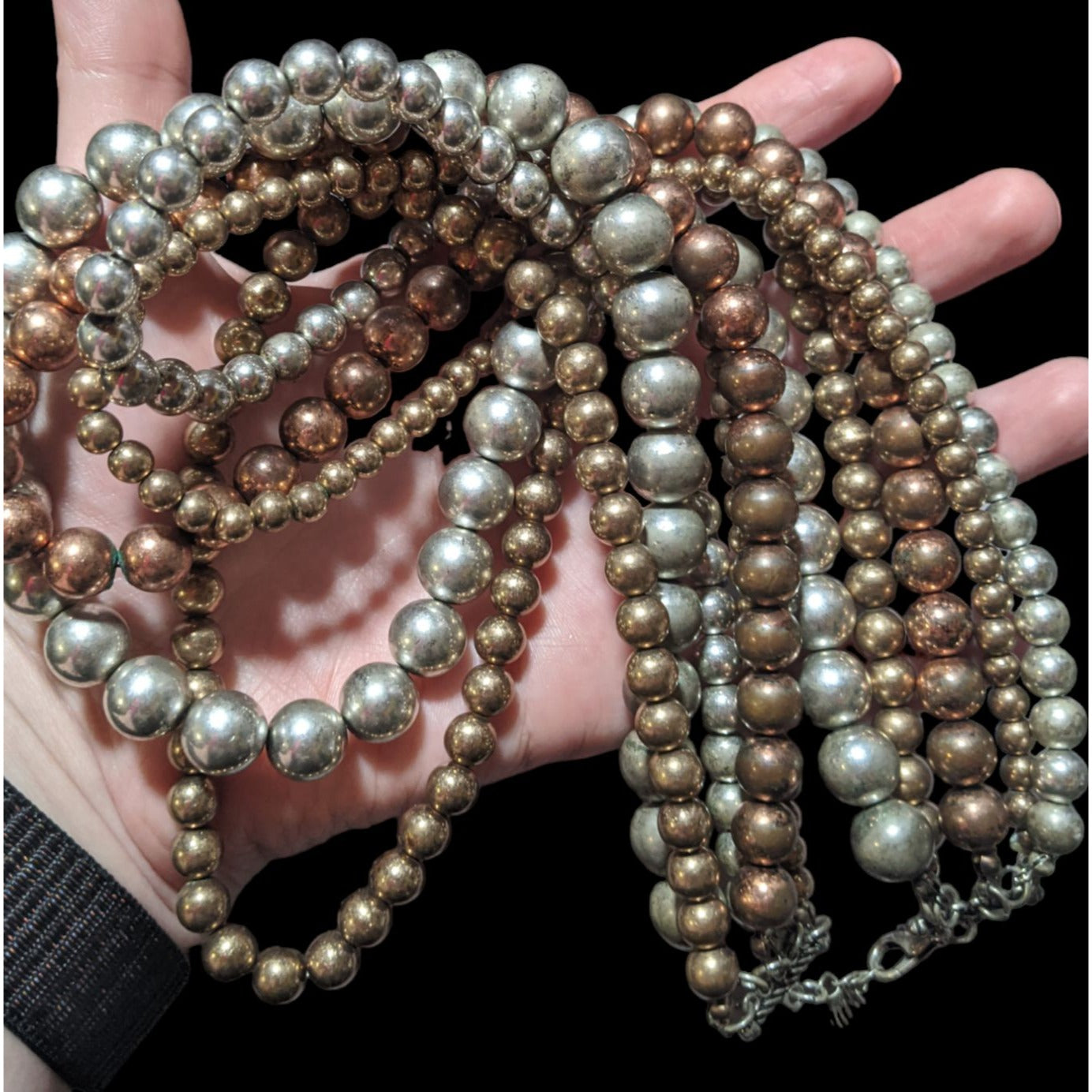 Hollow Metal Multilayer Beaded Necklace