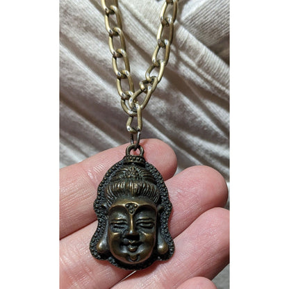 Multilayer Rainbow Glass Beaded Buddha Necklace