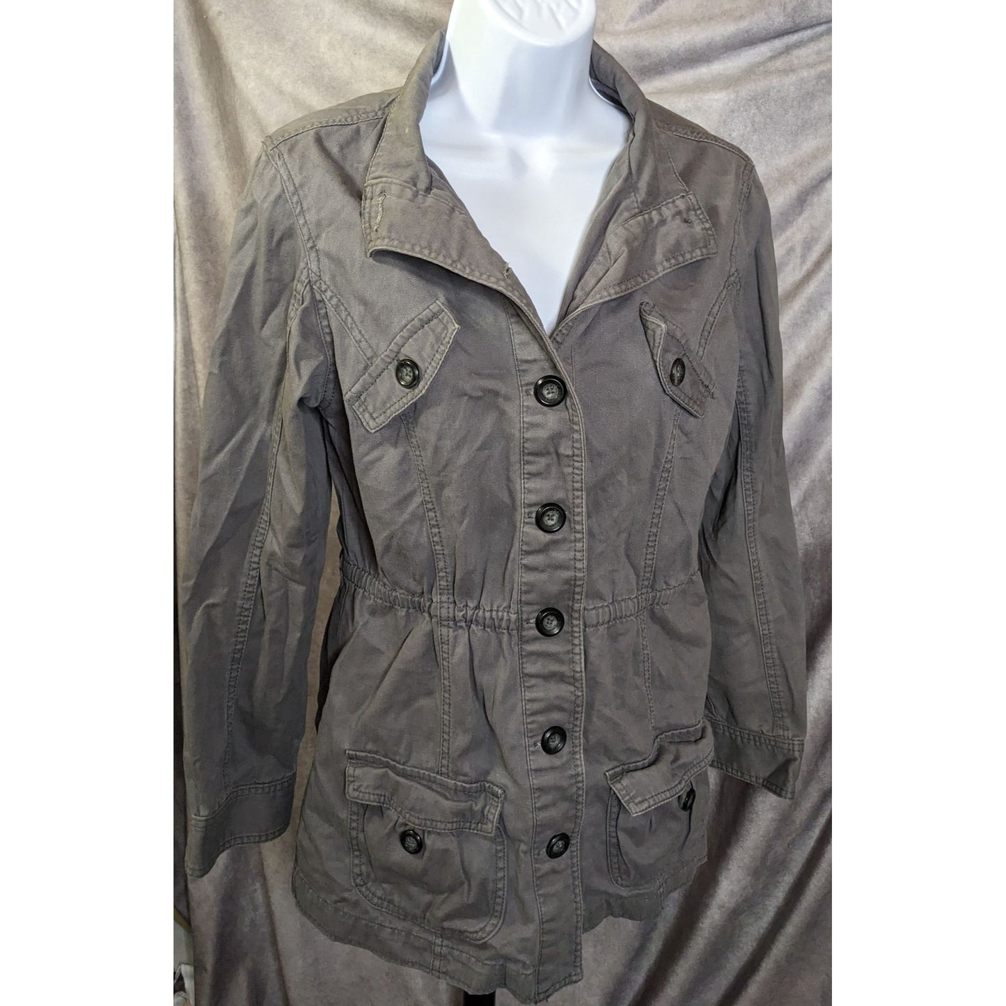 Justice Grey Denim Button Down Jacket