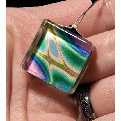 Rainbow Abstract Glass Pendant Necklace