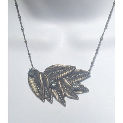 AEO Gold Rhinestone Leaf Necklace