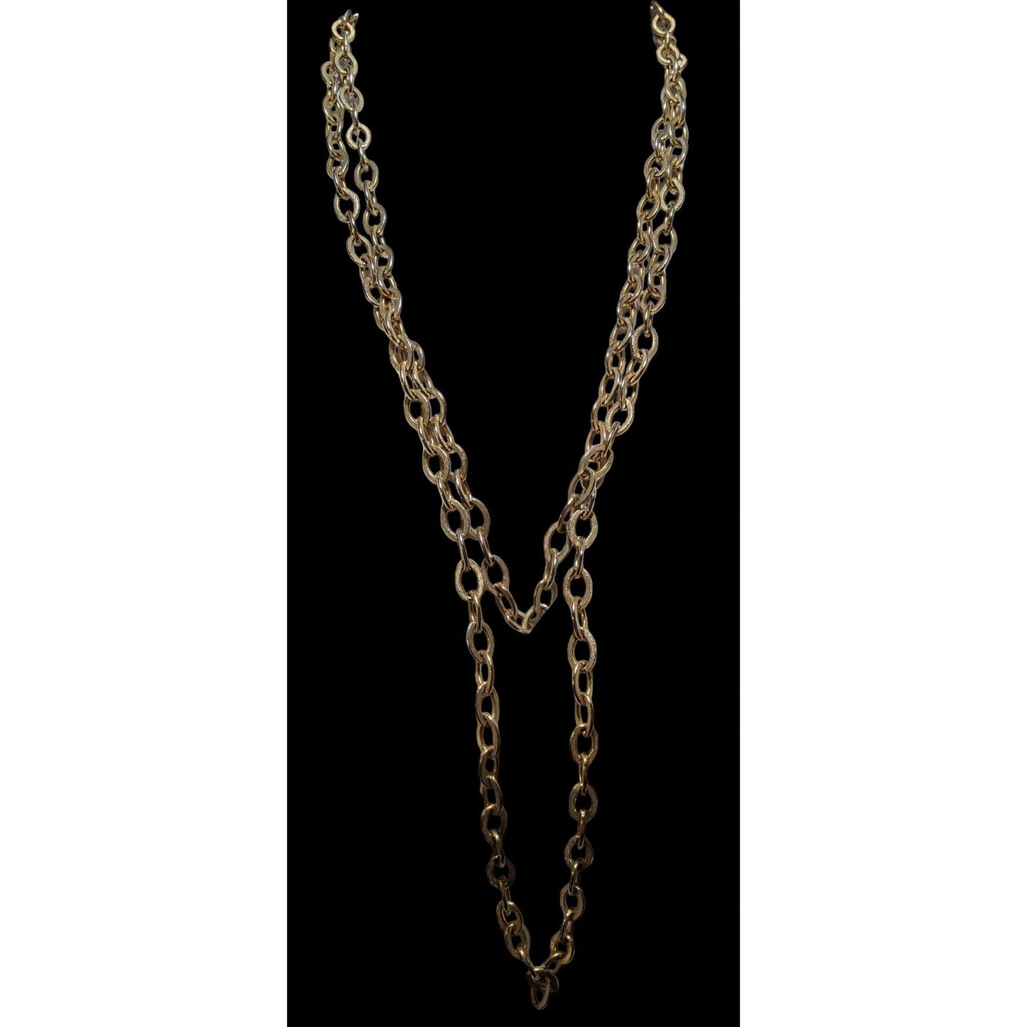 Textured Gold Chain Opera Length Necklace