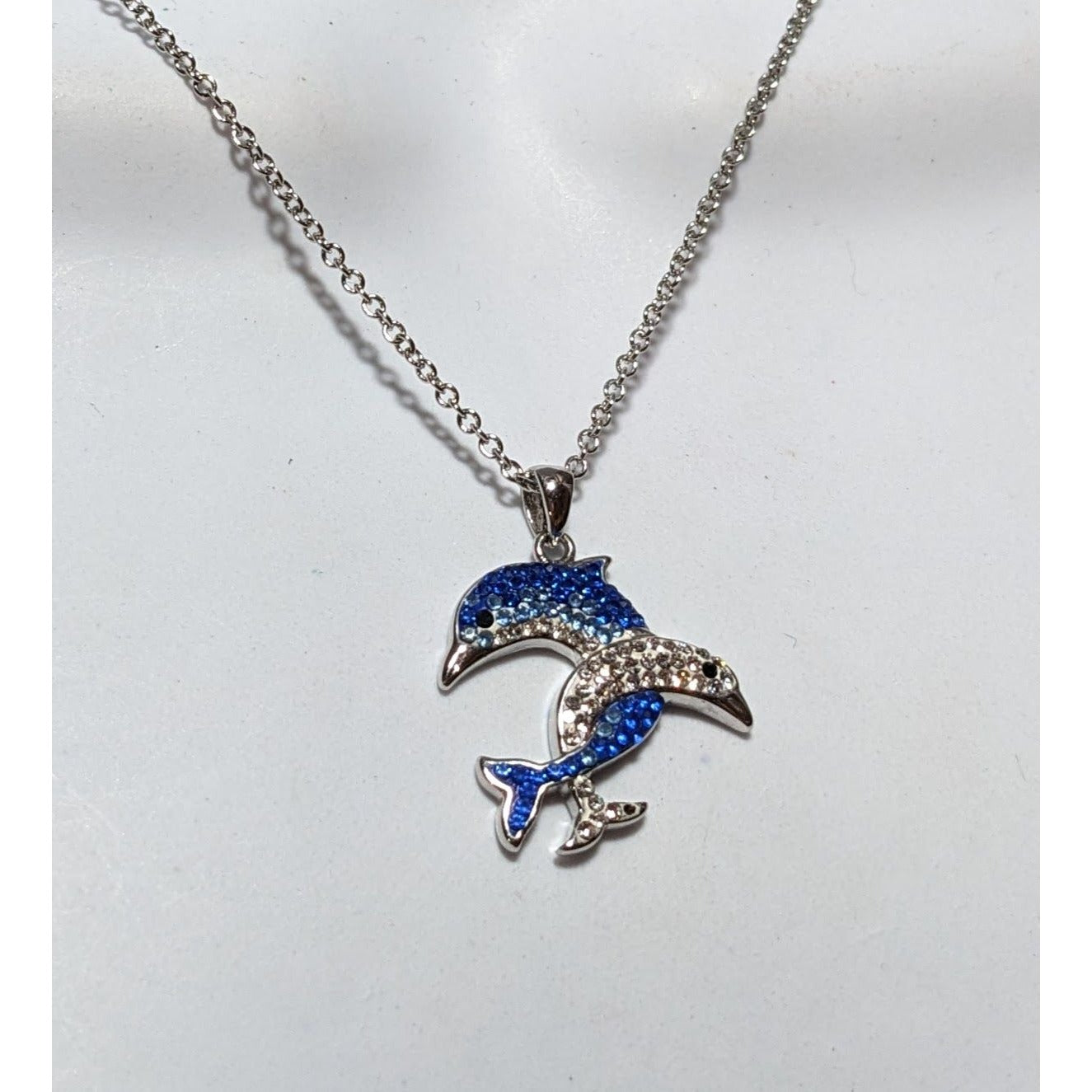 Rhinestone Double Dolphin Necklace