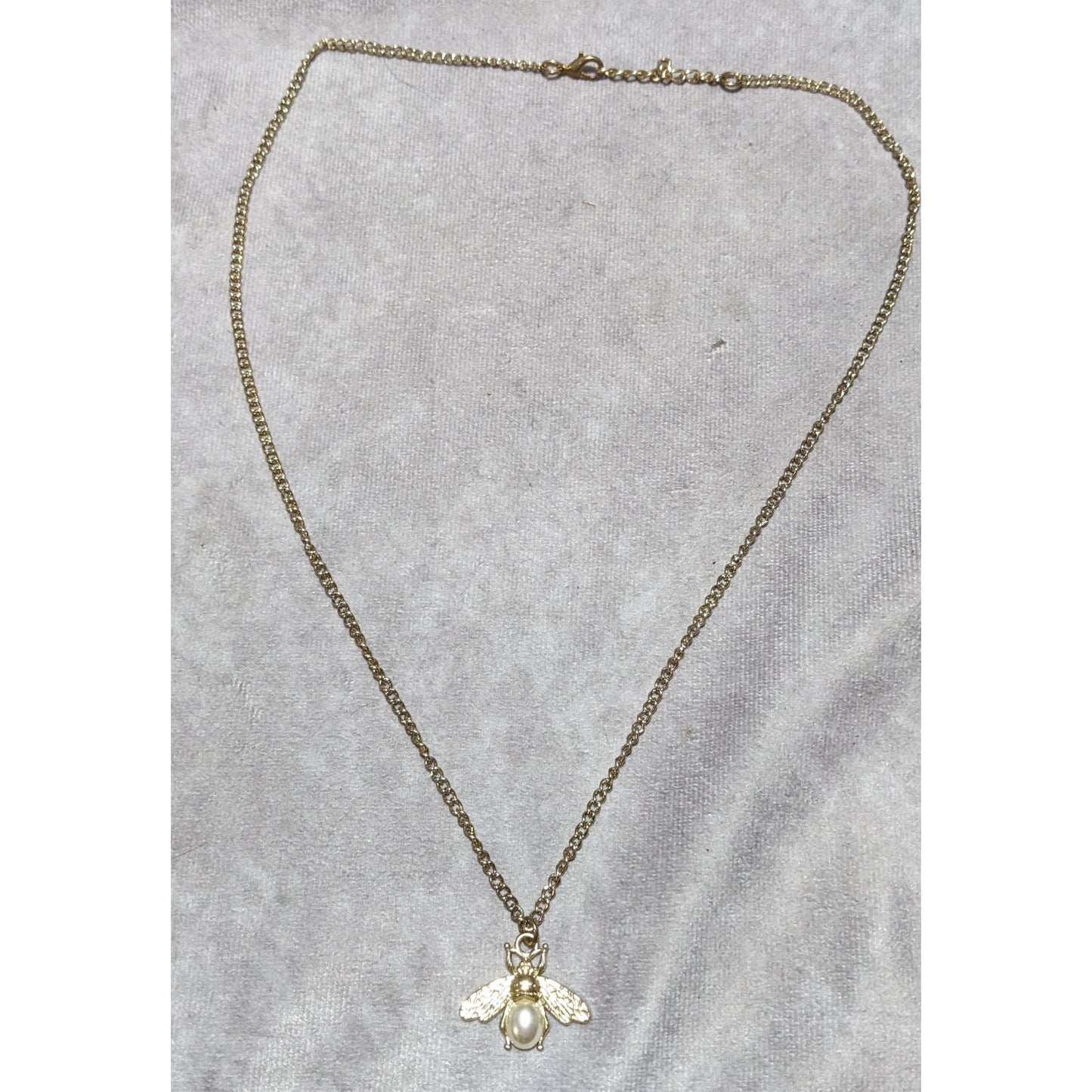 Gold Pearl Bee Necklace