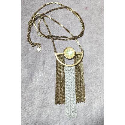 Lucky Brand Retro Geometric Fringe Pendant Necklace