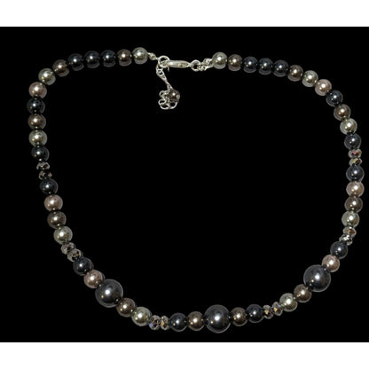 Roman Metallic Faux Pearl Beaded Necklace