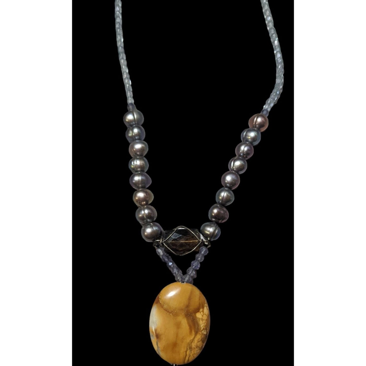 Yellow Jasper Pearl Beaded Necklace