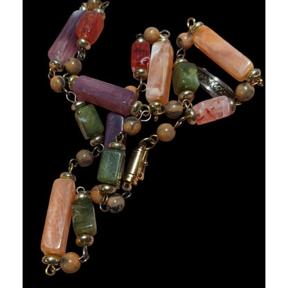 Vintage Rainbow Faux Agate Beaded Necklace