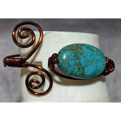 Copper Turquoise Wire Wrapped Bracelet