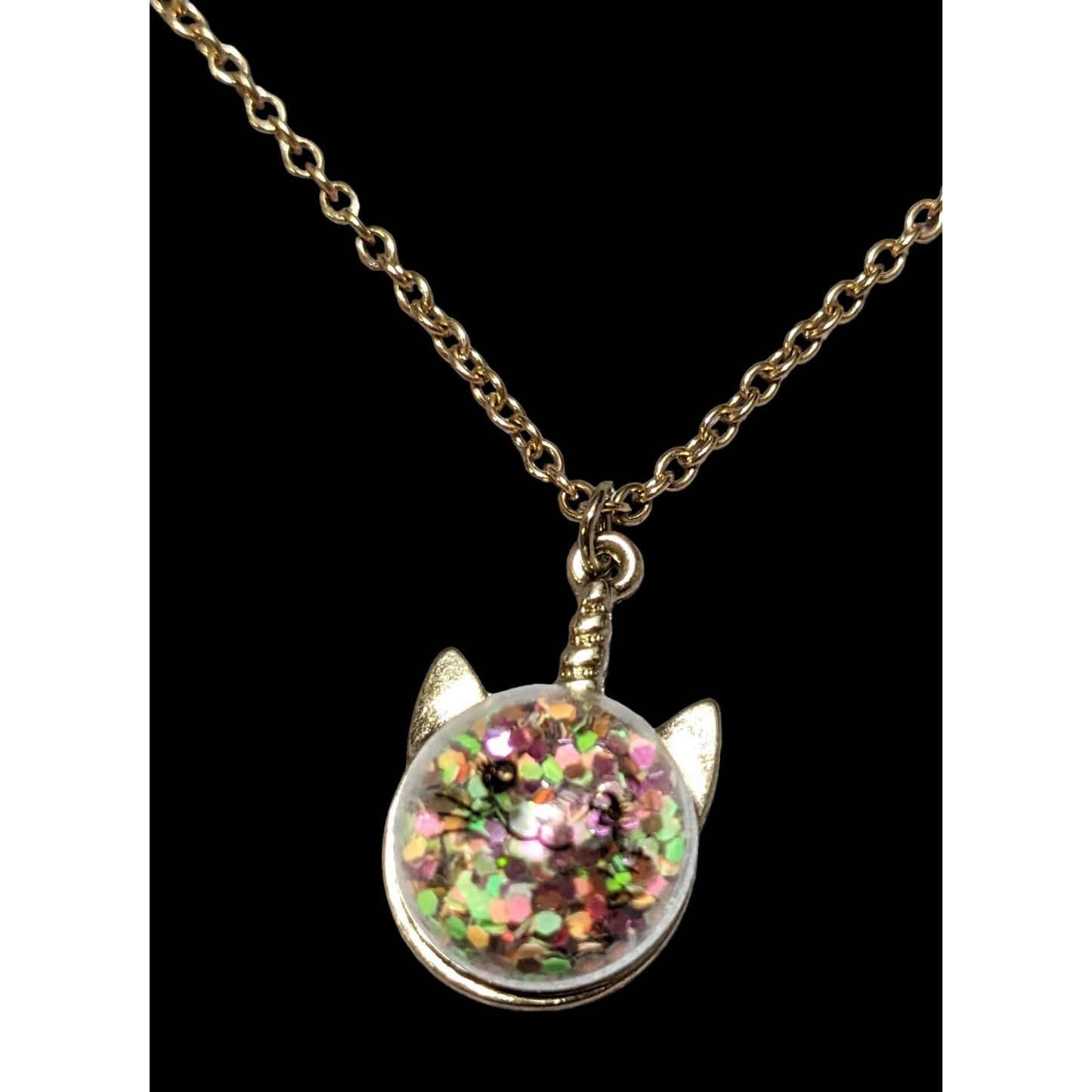 Rainbow Glitter Caticorn Necklace