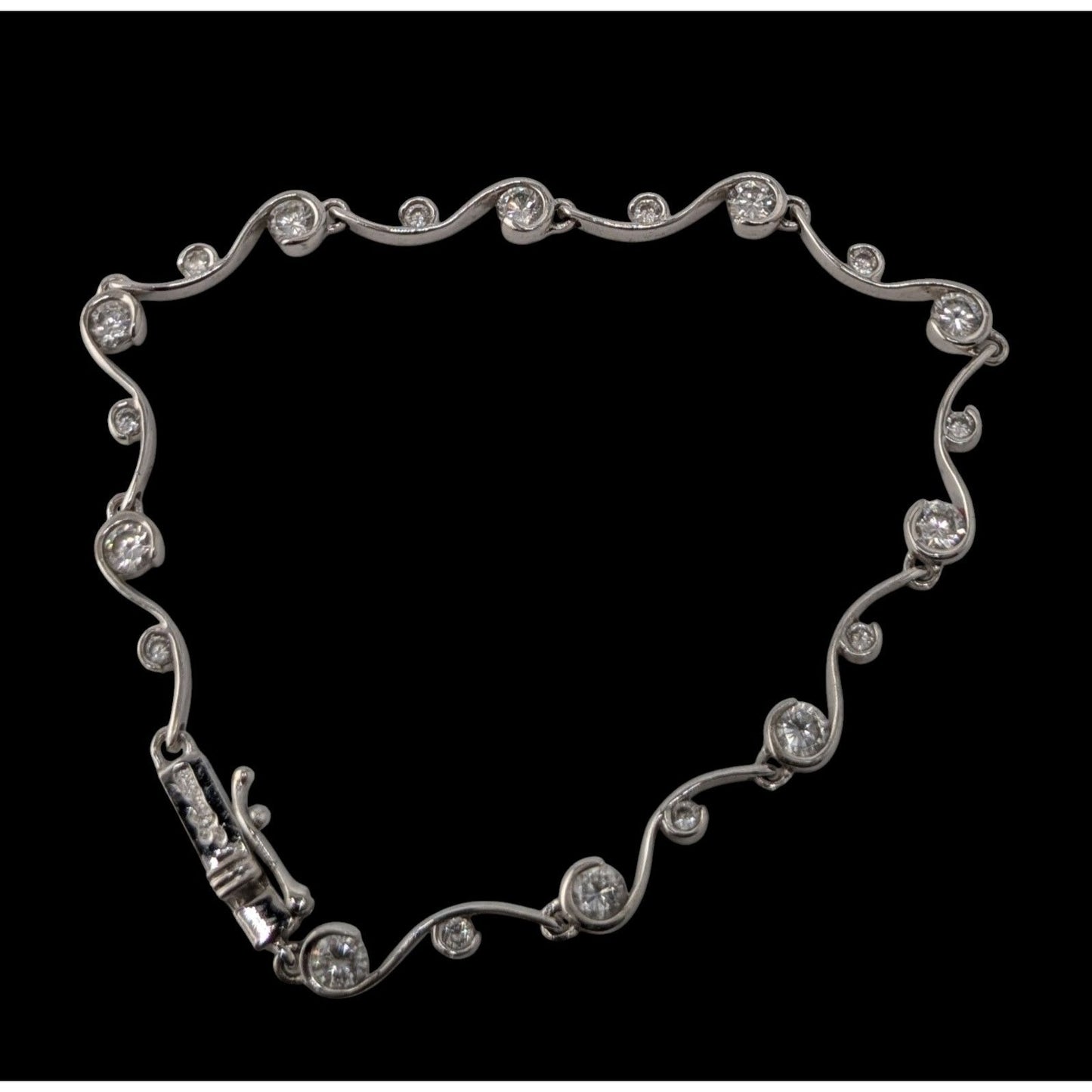 Vintage Whimsical Signed Sterling Silver & Cubic Zirconia Bracelet
