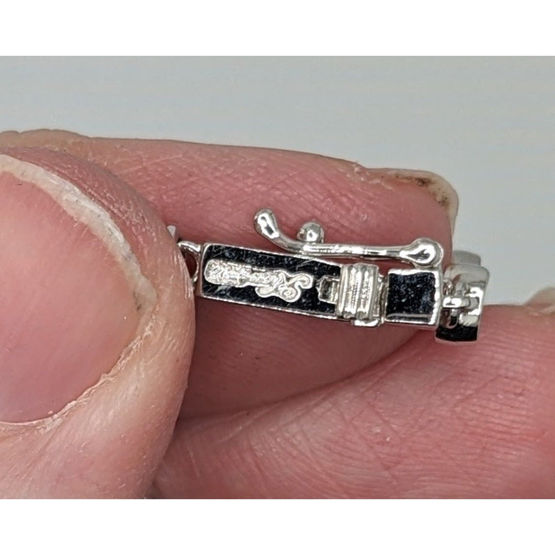 Vintage Whimsical Signed Sterling Silver & Cubic Zirconia Bracelet